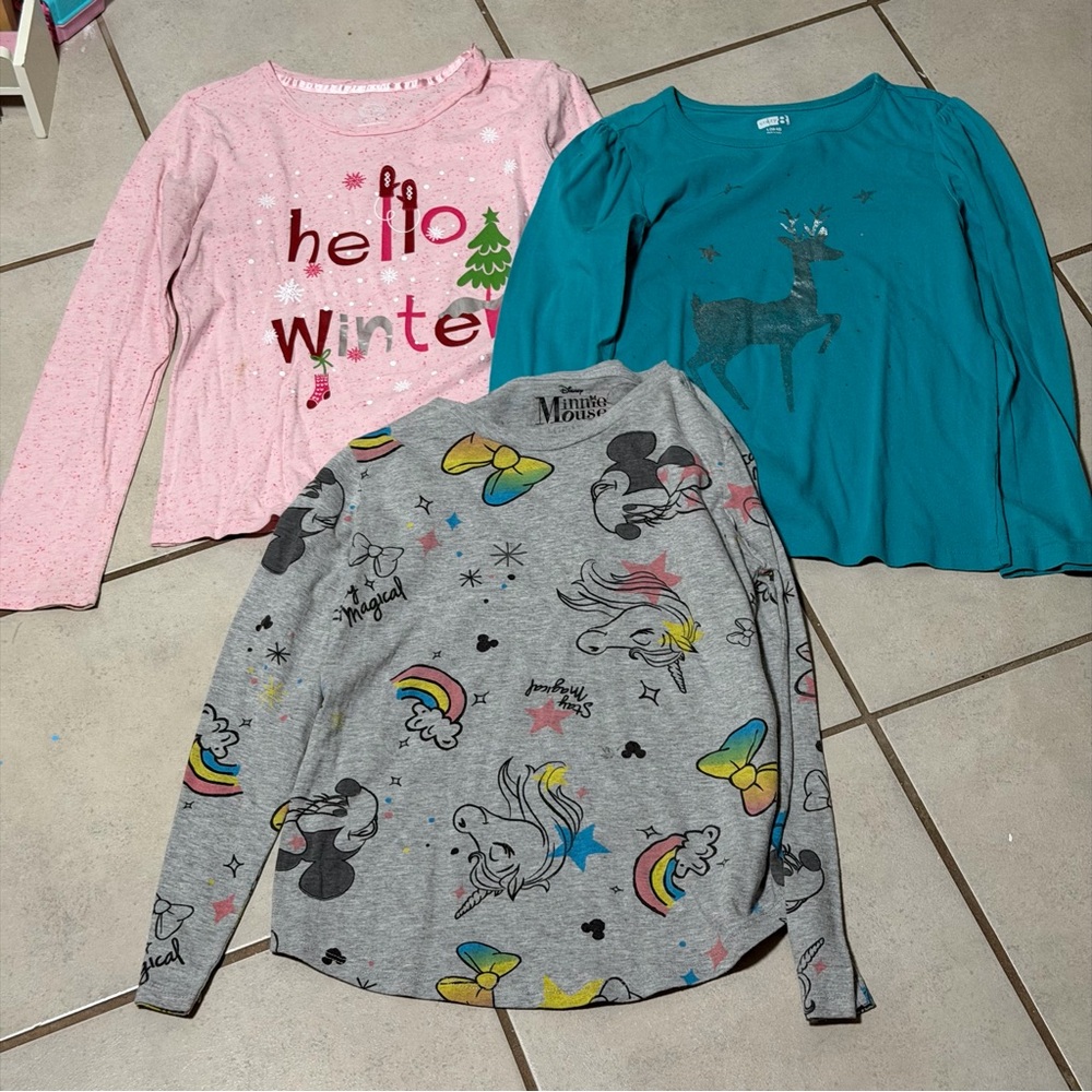 Wonder Nation, Disney & Crazy 8 Kids Girl Colorful Graphic Long Sleeve Shirts L